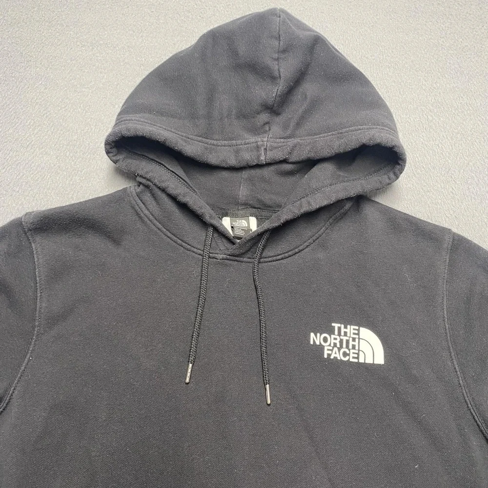 The North Face Hoodie Sweatshirt Mens Large Black‎ Fleece Pullover Back Graphic